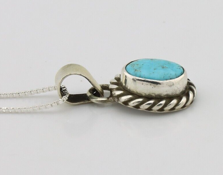 Navajo Necklace 925 Silver Natural Kingman Turquoise Native Artist C.2008