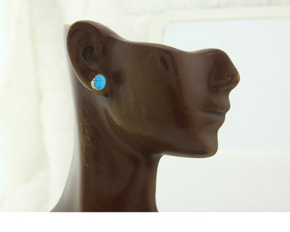 Navajo Earrings Sterling Silver Natural Turquoise Vintage Handmade