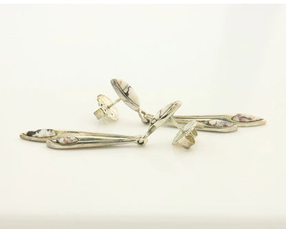 Navajo Dangle Earrings Sterling Silver Buffalo Turquoise Vintage Handmade
