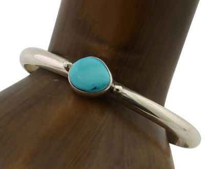 Navajo Cuff Bracelet 925 Silver Natural Blue Turquoise Native American C.80's