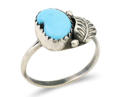 Navajo Ring 925 Silver Sleeping Beauty Turquoise Native American Artist C.80's