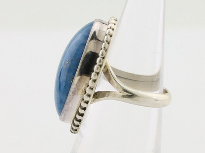 Navajo Handmade Ring 925 Silver Blue Denim Lapis Artist Signed M C.80's