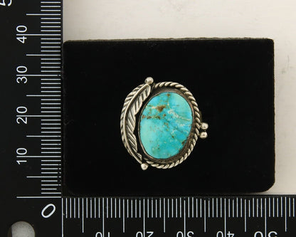 Mexican Handmade Ring 925 Sterling Natural Mined Turquoise C.80's Size 7.25+