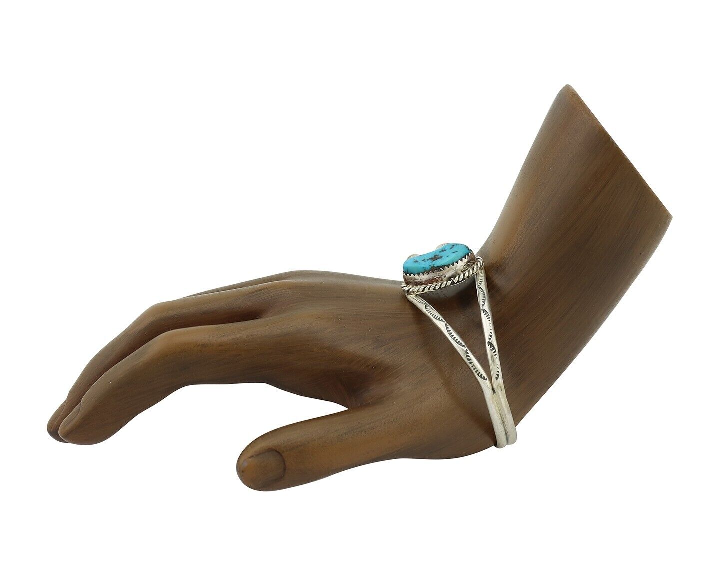 Navajo Bracelet 925 Silver Sleeping Beauty Turquoise Signed Robert Vandover C80s