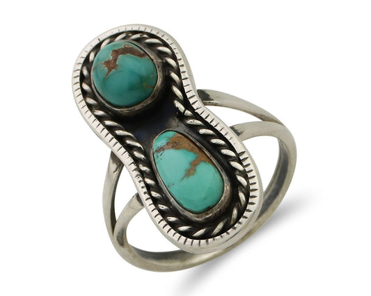 Navajo Handmade Ring 925 Silver Natural Turquoise Native American Artist C.80's