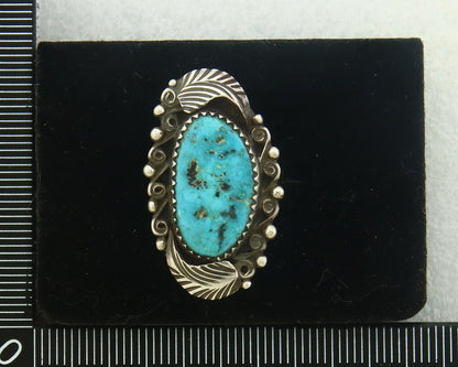 Navajo Ring 925 Sterling Blue Turquoise Artist Signed Billie Eagle C.80's