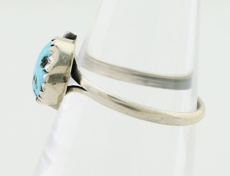 Navajo Ring 925 Silver Sleeping Beauty Turquoise Native American Artist C.80's