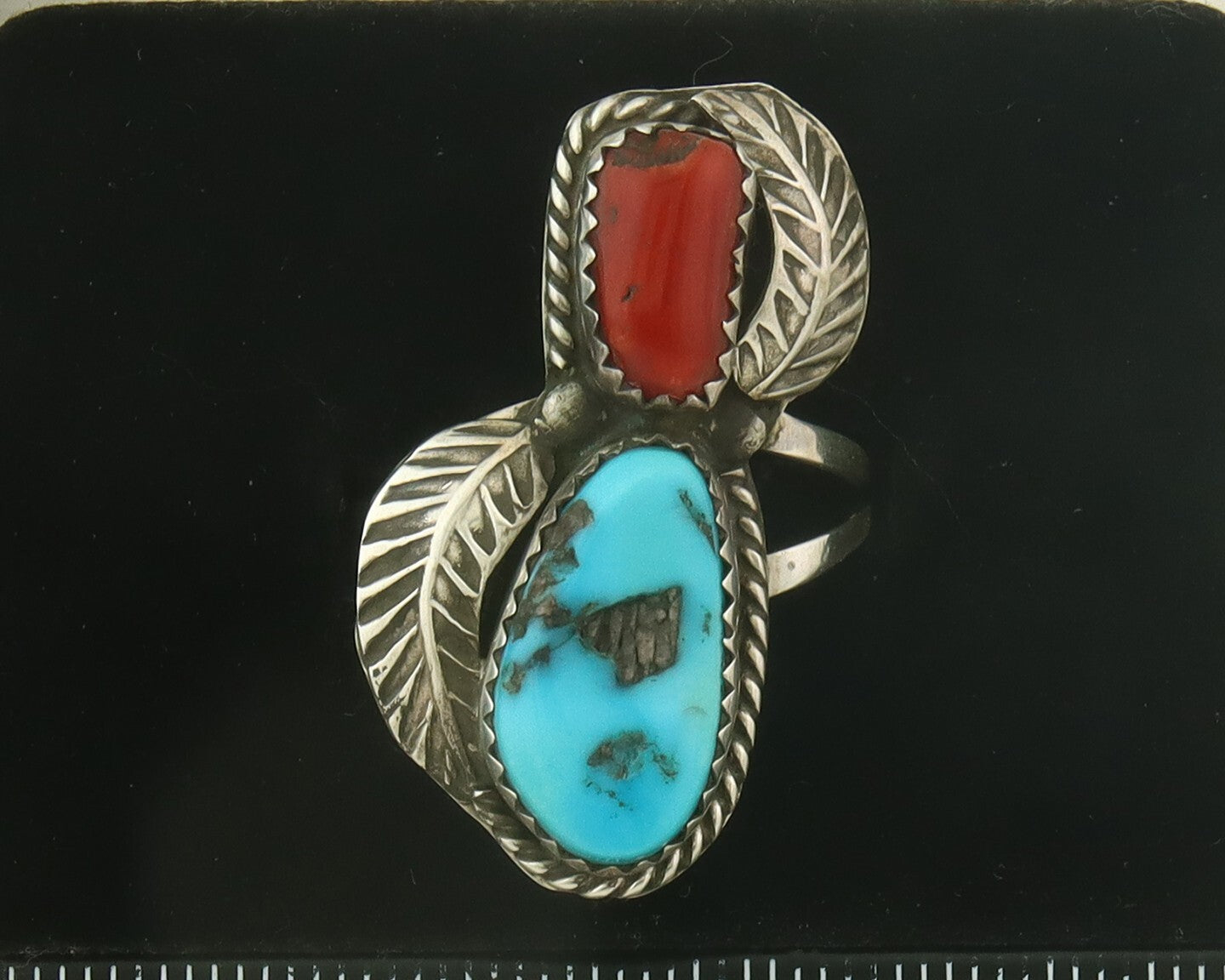 Vintage Navajo Ring 925 Sterling Natural Gemstones Signed Pauline Begay Size 7.0
