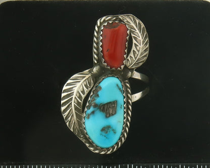 Vintage Navajo Ring 925 Sterling Natural Gemstones Signed Pauline Begay Size 7.0