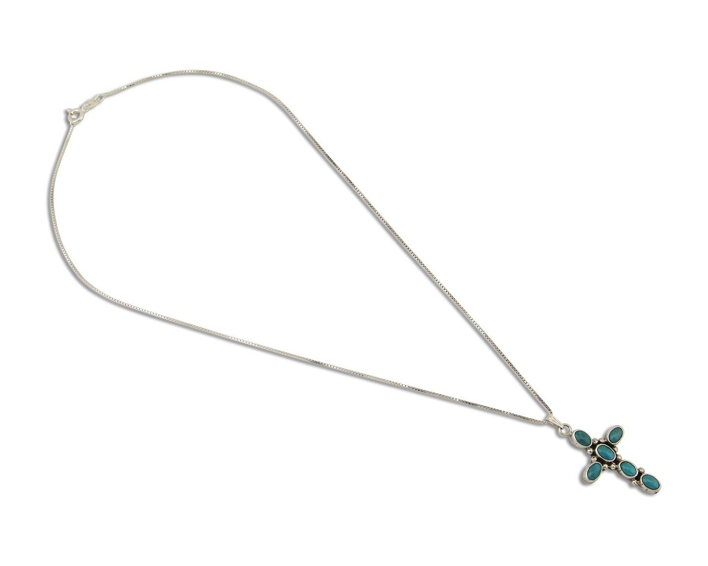 Navajo Cross Necklace 925 Silver Turquoise Artist Lee Hill C.80's