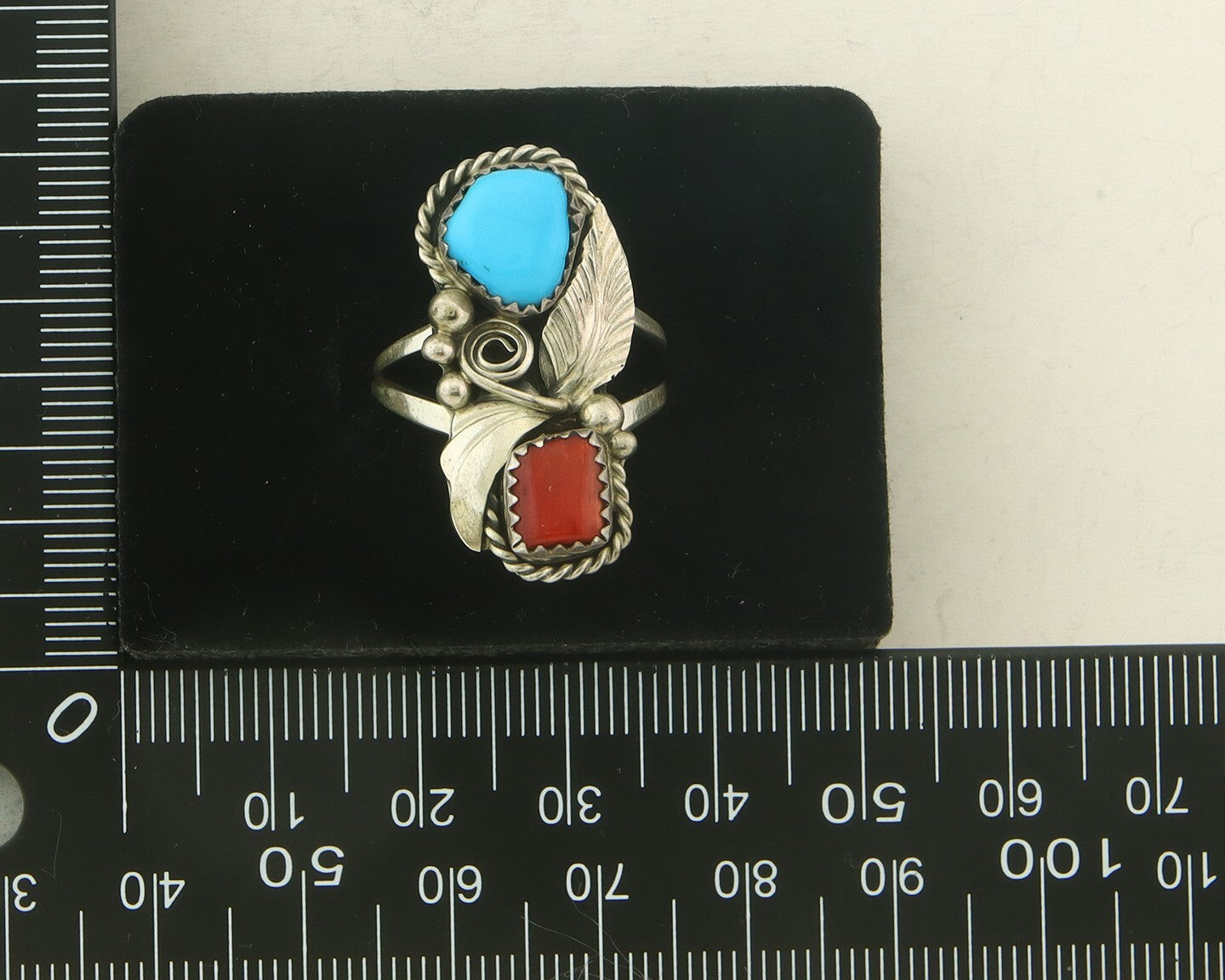 Vintage Navajo Ring 925 Sterling Natural Gemstones Signed Justin Morris Sz 7.75