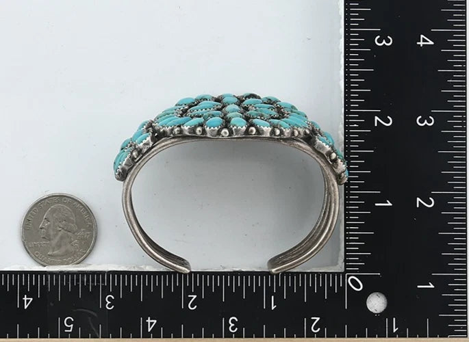 Navajo Cuff Bracelet Sterling Silver Kingman Vintage Turquoise Native Artist C80