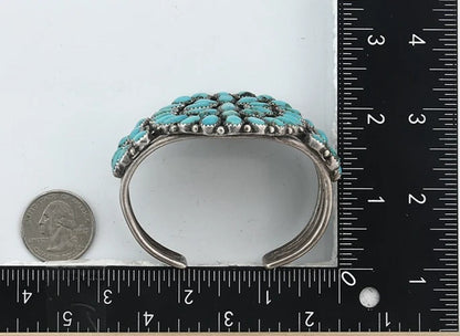 Navajo Cuff Bracelet Sterling Silver Kingman Vintage Turquoise Native Artist C80
