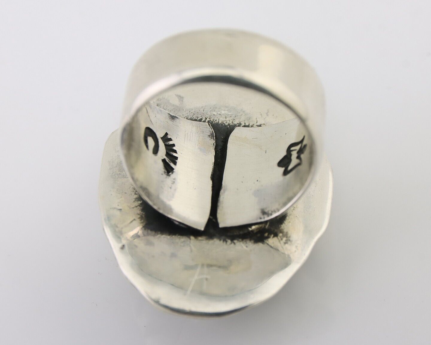 Navajo Ring 925 Silver Kingman Turquoise Native Artist Signed C Montoya C.80's