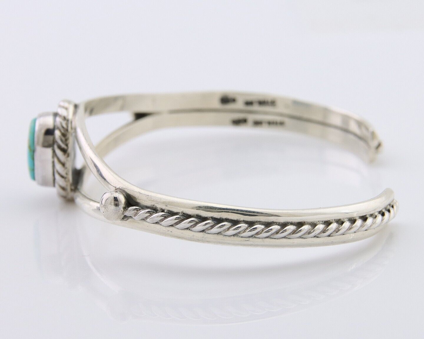 Navajo Bracelet 925 Silver Natural Turquoise Artist Signed Gecko C.80's