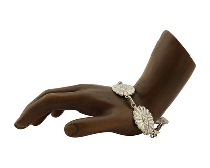 Navajo Sandcast Bracelet 925 Silver Artist Signed CM Handmade C.80's