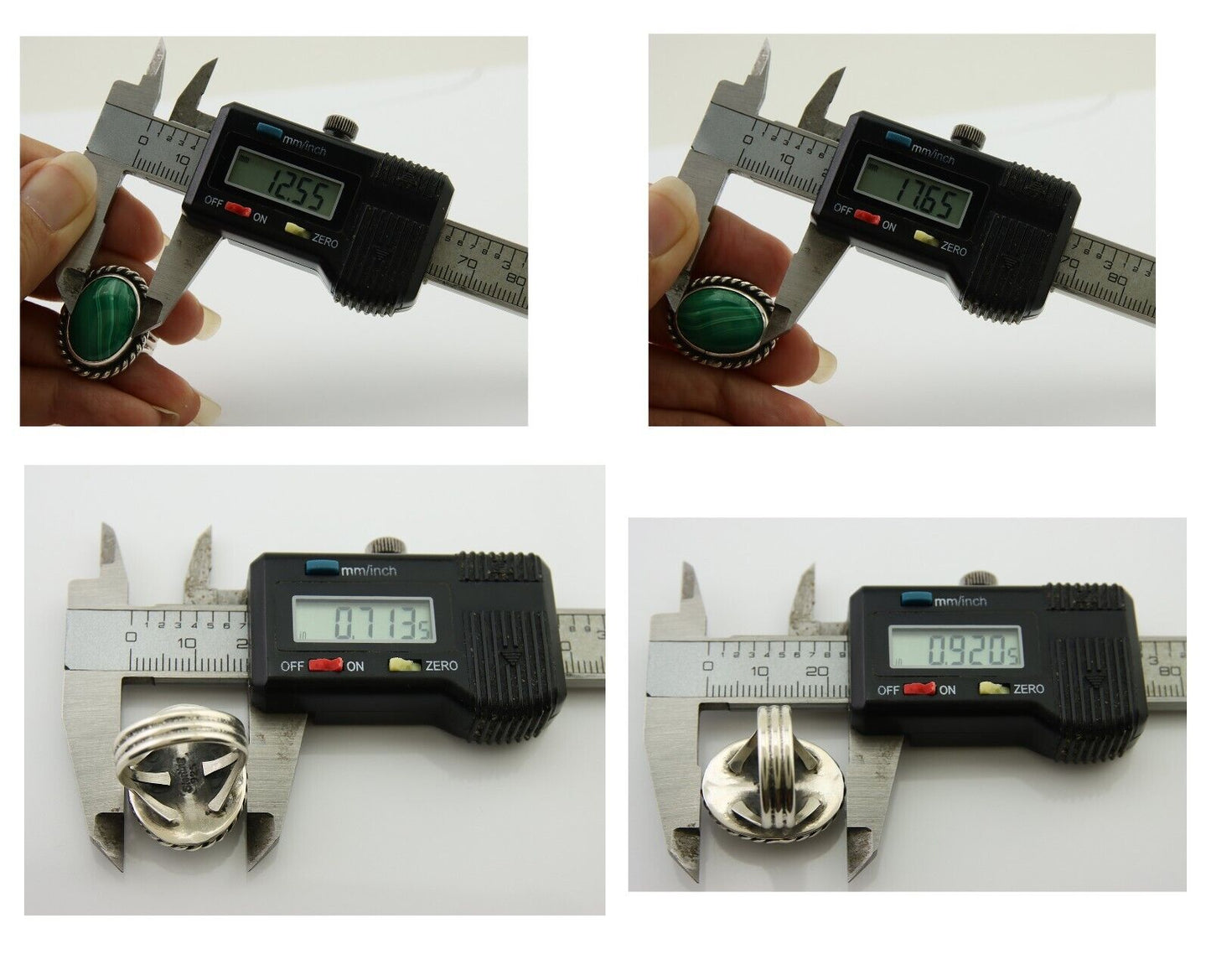 Navajo Ring 925 Silver Natural Malachite Native American Artist C.80's