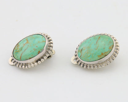 Navajo Stud Earrings 925 Silver Natural Turquoise Artist Signed M C.80's
