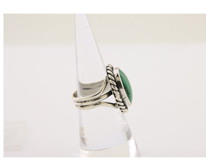 Navajo Ring 925 Silver Natural Malachite Native American Artist C.80's