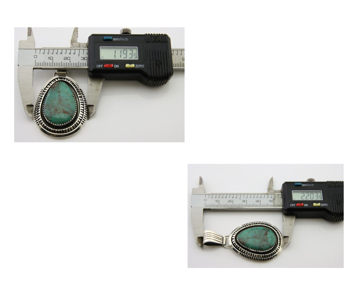 Navajo Pendant 925 Silver Natural Turquoise Artist Signed Lidia Begay C.80's