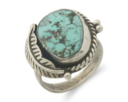Vintage Navajo Ring 925 Sterling Authentic Traditional Turquoise Size 8.0