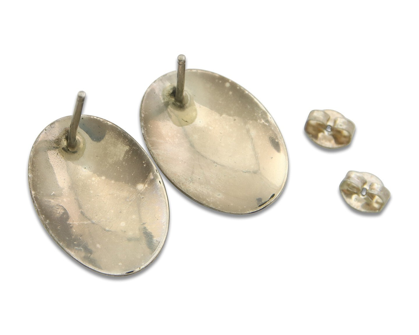 Navajo Earrings 925 Silver Natural Malachite Native American Artist C.80's