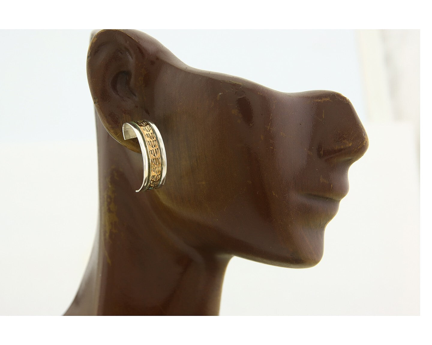 Navajo Hoop Earrings 925 Silver & Gold Artist Signed Randall Endito C.80's