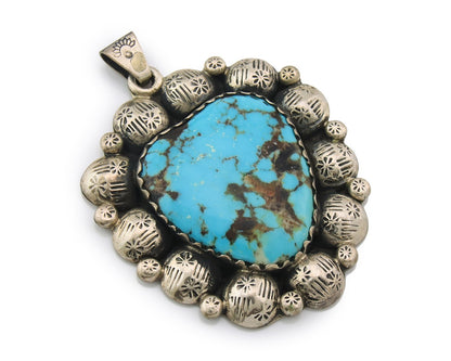 Large Navajo Pendant Sterling Silver Authentic Turquoise Vintage Artist Signed