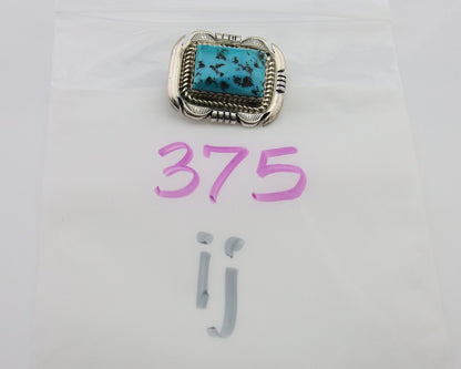 Navajo Pin 925 Silver Natural Blue Turquoise Artist Signed Hyson Craig C.80's