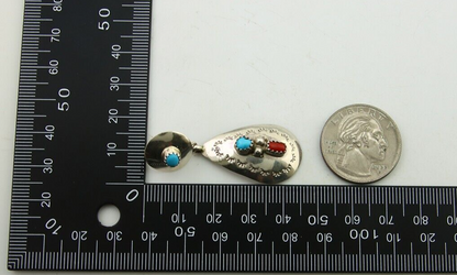 Navajo Earrings 925 Silver Turquoise & Coral Artist Signed Leeann Lee C.80's