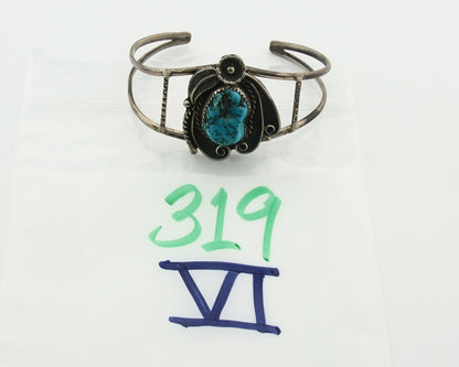 Vintage Navajo Bracelet 925 Silver Blue Turquoise Handmade Signed Herman Lee