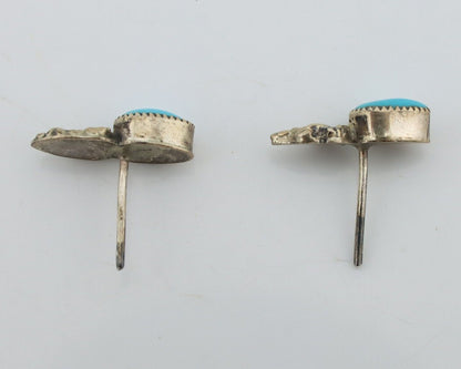 Zuni Earrings 925 Silver Natural Blue Turquoise Native American Artist C.80s