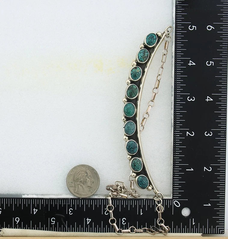 Navajo Necklace 925 Sterling Silver Natural Turquoise Vintage Signed C Montoya