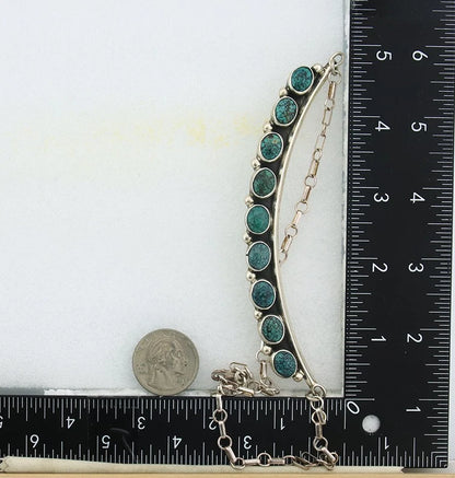 Navajo Necklace 925 Sterling Silver Natural Turquoise Vintage Signed C Montoya