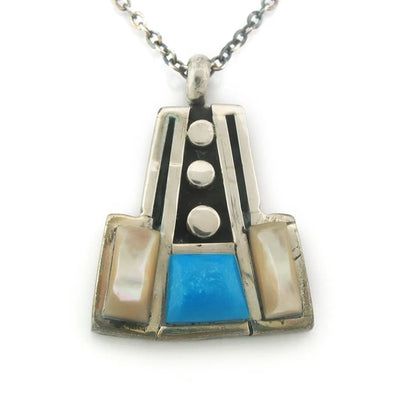 Navajo Necklace Sterling Silver Natural Blue Turquoise Vintage