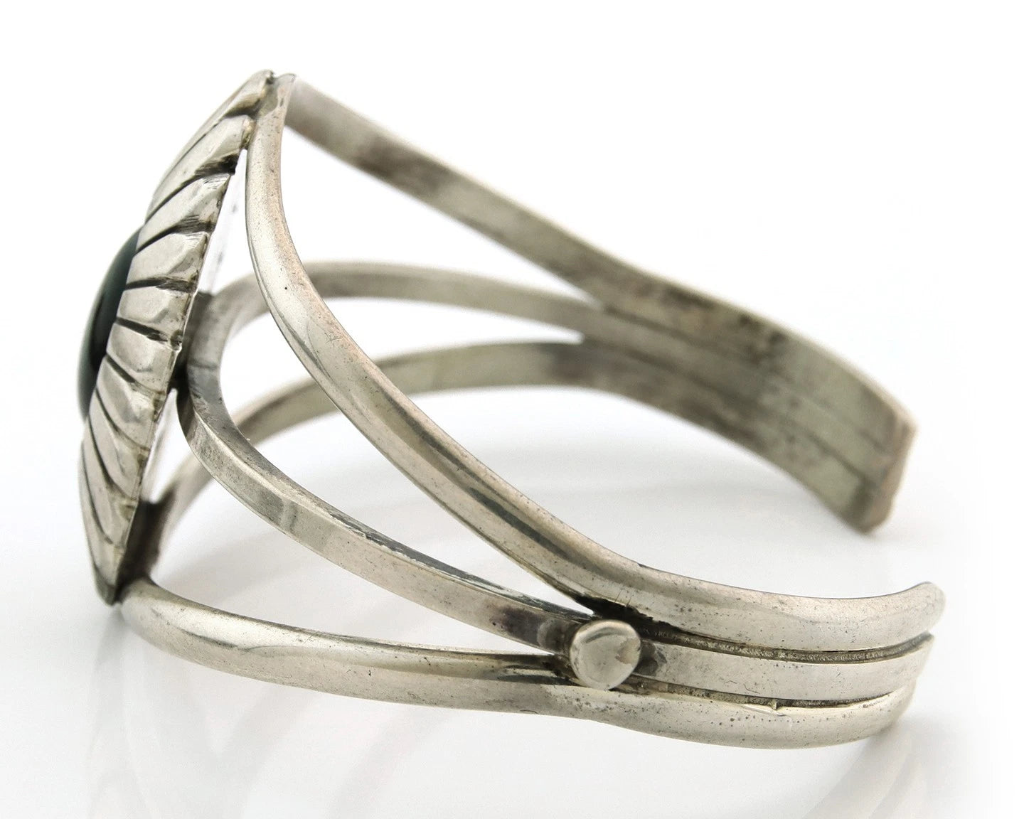 Navajo Cuff Bracelet Sterling Silver Black Onyx Handmade Vintage