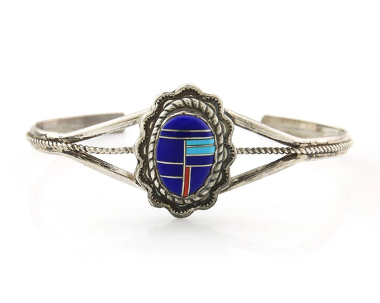 Navajo Cuff Bracelet Sterling Silver Handmade Vintage Gemstone