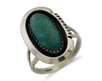 Navajo Ring 925 Silver Sleeping Beauty Turquoise Native American Artist C.80's