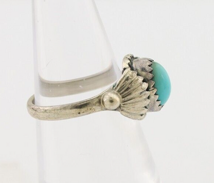 Navajo Ring 925 Silver Kingman Turquoise Native American Artist Made In 1985