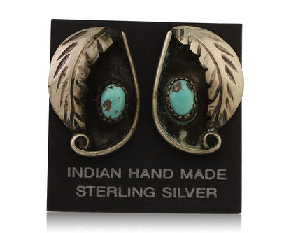 Navajo Earrings 925 Silver Natural Turquoise Native American Artist C.80's