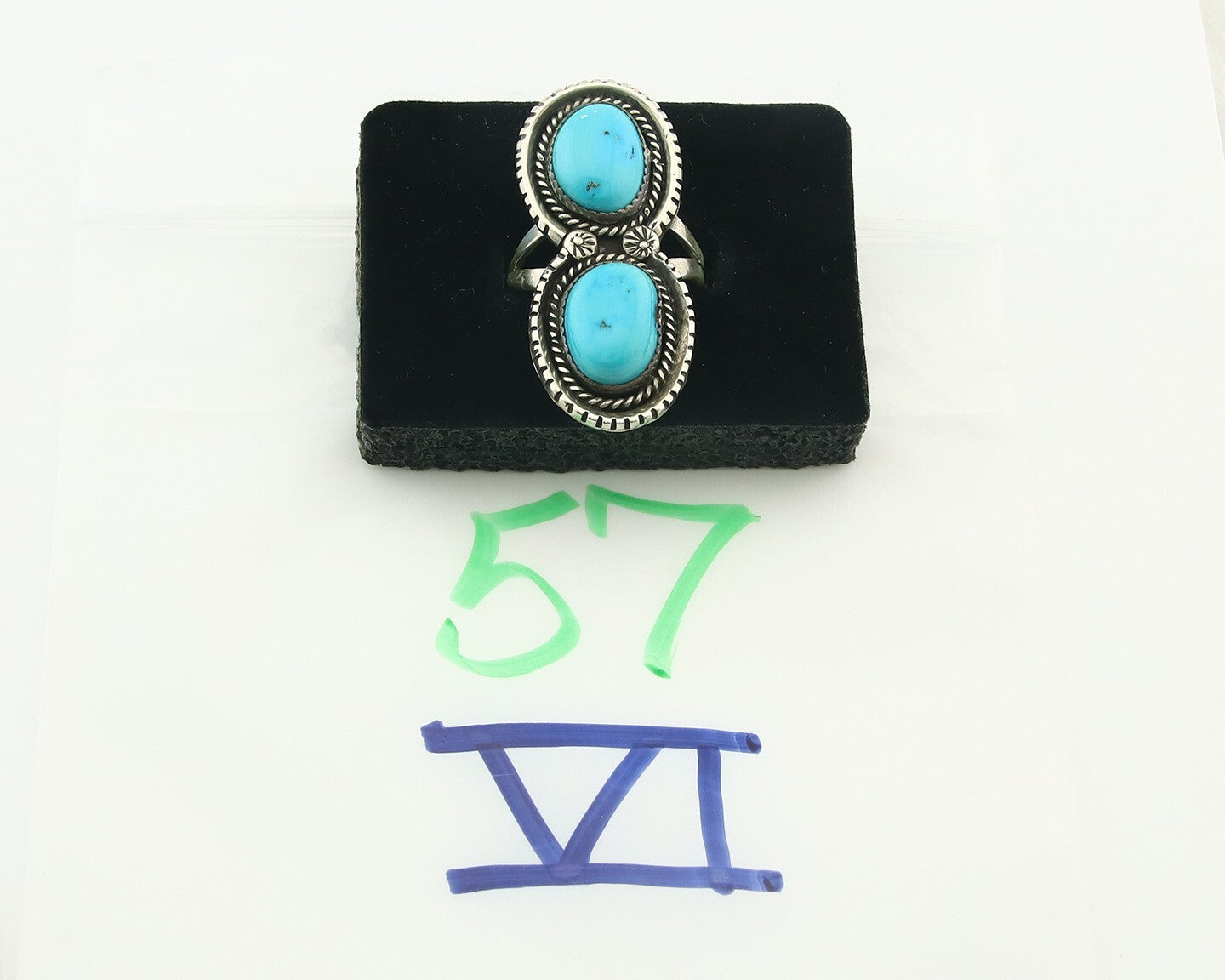 Vintage Navajo Ring Sterling Silver Authentic Turquoise Tom Willeto Size 8.0