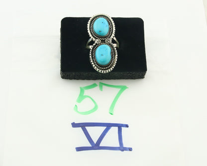 Vintage Navajo Ring Sterling Silver Authentic Turquoise Tom Willeto Size 8.0