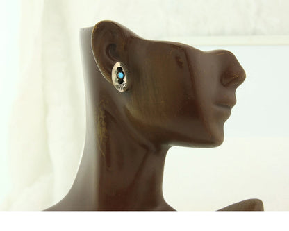 Navajo Concho Earrings Sterling Silver Handmande Vintage Hand Stamped Native Art