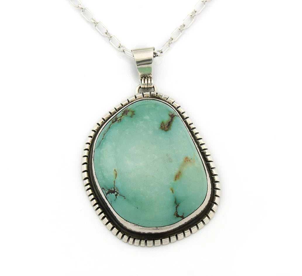 Navajo Necklace Sterling Silver Turquoise Signed Teepee