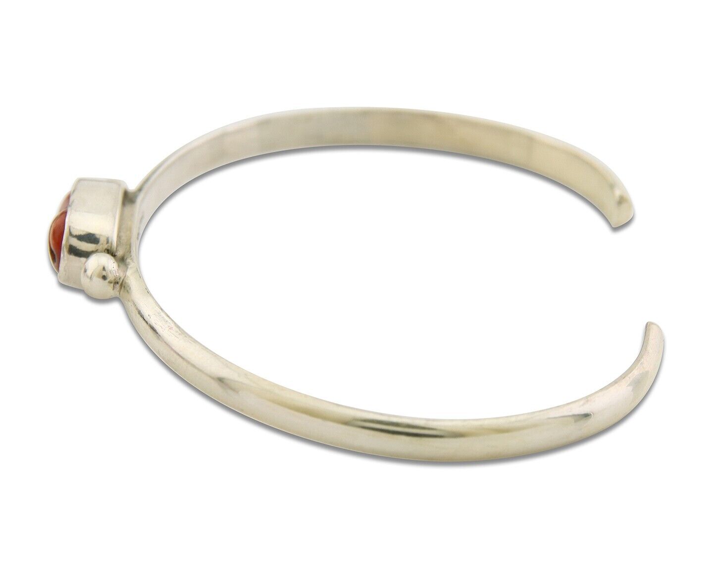 Navajo Bracelet .925 Silver Mediterranean Red Coral Cuff Native Artist C.80's