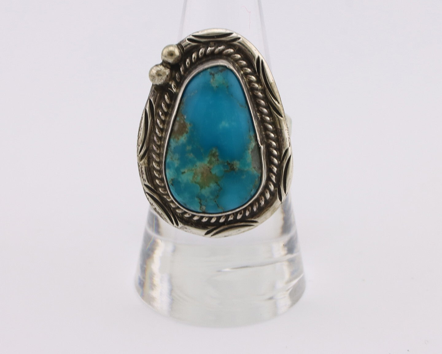 Navajo Ring 925 Silver Natural Blue Turquoise Native American Artist C.80's