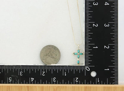 Navajo Cross Necklace Sterling Silver Blue Turquoise Vintage Handmade