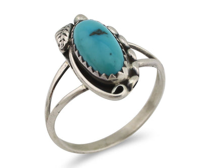 Navajo Ring 925 Silver Sleeping Beauty Turquoise Artist Signed SC C.80's