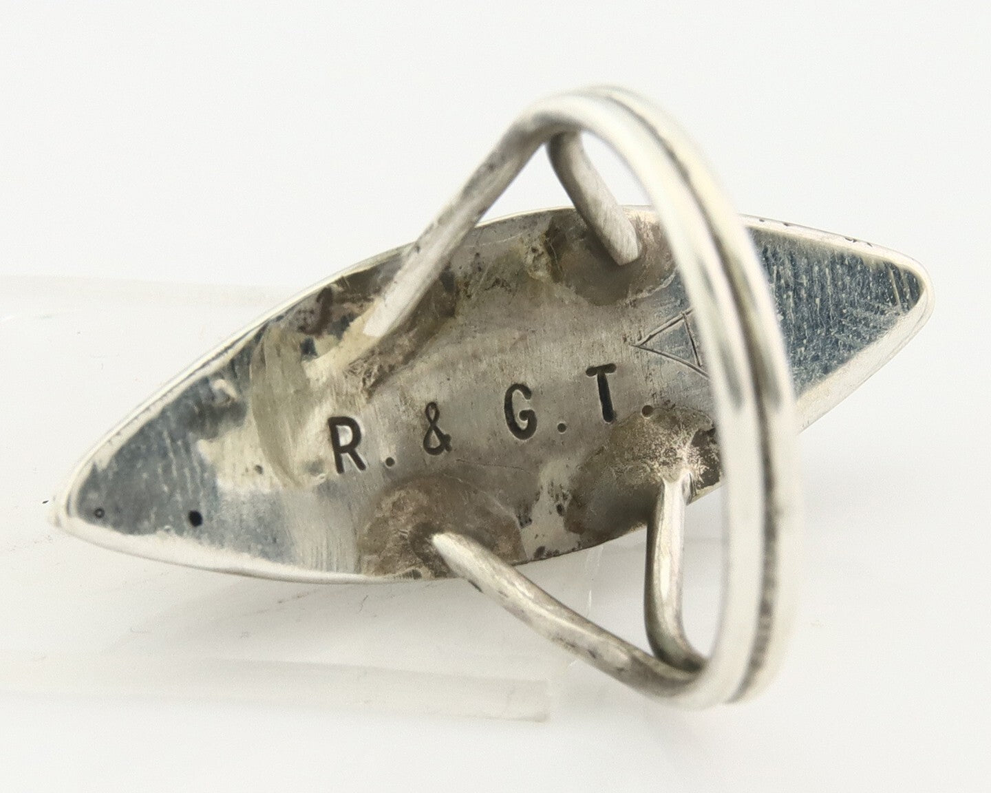 Vintage Zuni Ring 925 Sterling Silver Natural Gemstone Signed R & GT Size 7.5