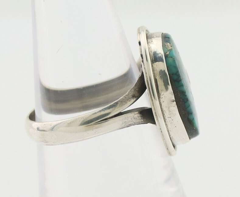 Navajo Ring 925 Silver Natural Blue Turquoise Native Artist Signed G.C. 01 C.80s